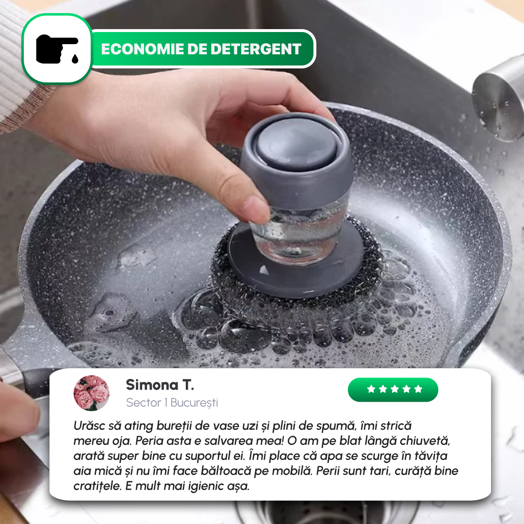🧽 Burete de Sârmă Multifuncțional cu Dispenser - 1+1 Cadou