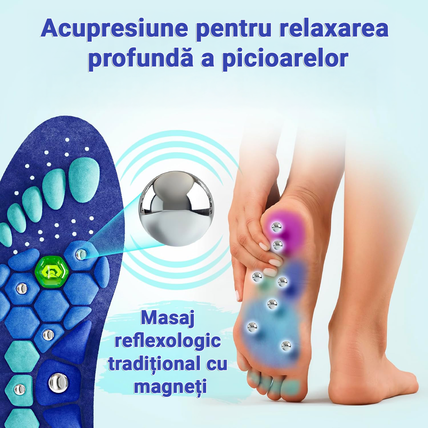 Tălpici Magnetici cu Micro-Terapie de Acupresiune