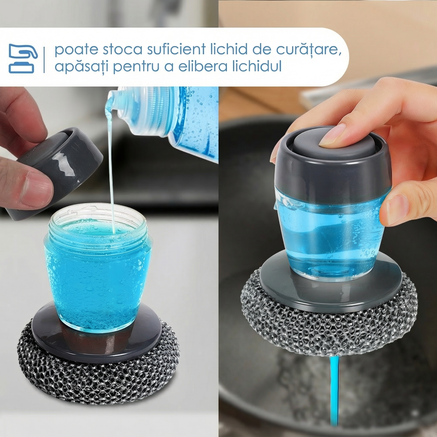 🧽 Burete de Sârmă Multifuncțional cu Dispenser - 1+1 Cadou