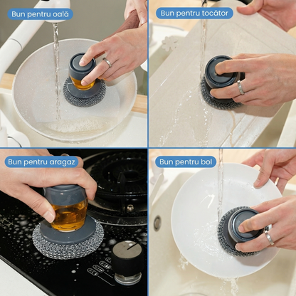 🧽 Burete de Sârmă Multifuncțional cu Dispenser - 1+1 Cadou